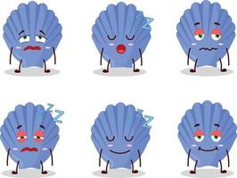 dibujos animados personaje de azul cáscara con soñoliento expresión vector