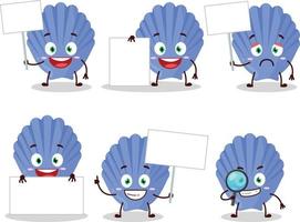 Blue shell cartoon character bring information board vector