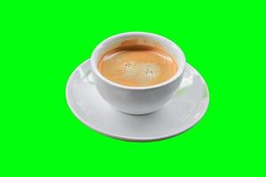 espresso coffee cup isolated on green background and clipping path photo