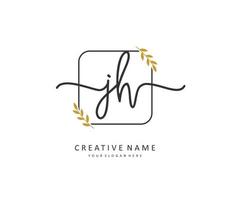 J H JH Initial letter handwriting and  signature logo. A concept handwriting initial logo with template element. vector