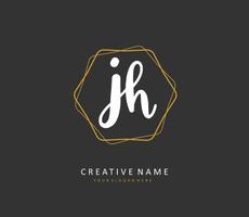 J H JH Initial letter handwriting and  signature logo. A concept handwriting initial logo with template element. vector