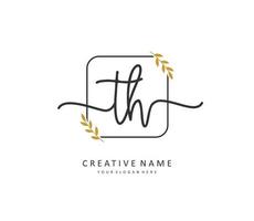 T H TH Initial letter handwriting and  signature logo. A concept handwriting initial logo with template element. vector