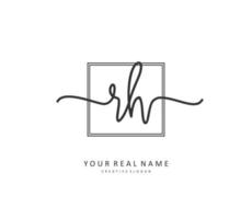 R H RH Initial letter handwriting and  signature logo. A concept handwriting initial logo with template element. vector