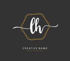 L H LH Initial letter handwriting and  signature logo. A concept handwriting initial logo with template element. vector