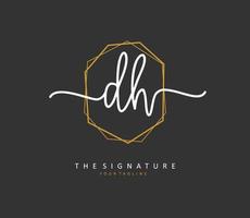 D H DH Initial letter handwriting and  signature logo. A concept handwriting initial logo with template element. vector