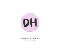 D H DH Initial letter handwriting and  signature logo. A concept handwriting initial logo with template element. vector