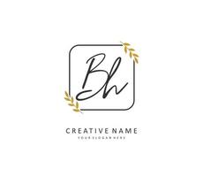 B H BH Initial letter handwriting and  signature logo. A concept handwriting initial logo with template element. vector