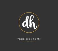 D H DH Initial letter handwriting and  signature logo. A concept handwriting initial logo with template element. vector