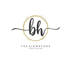 B H BH Initial letter handwriting and  signature logo. A concept handwriting initial logo with template element. vector