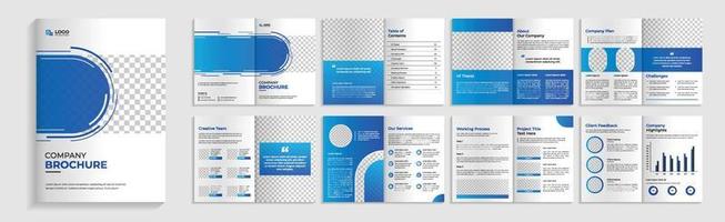 Brochure template layout design, Corporate business presentation guide, Annual report, 16 page minimalist flat geometric business booklet cover template, A4 size. vector