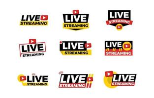 Live Streaming Badge with Logo for Broadcasting vector