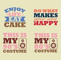 80's 90's Retrot-shirt design  set vector