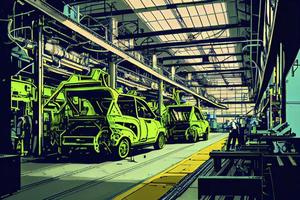 Industry line modern high tech vehicle assembly plant photo