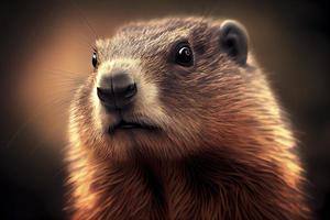 groundhog day. groundhog close-up realistic drawing photo