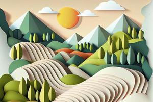 Landscape background. Terrain. Pattern with optical illusion. 3D photo