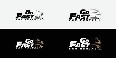 car rental car detail auto lineart logo with bold text vector