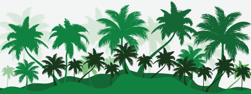 Beach with palm trees, with forest of palm trees