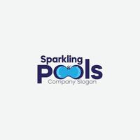 sparkling pool private pool cleaning logo vector