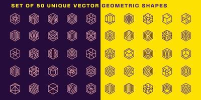 Its a set of 50 unique geometric shape vectors which could be used as logo marks, brand identity, or background for print and digital media