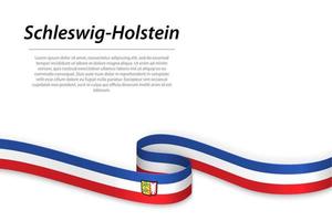 Waving ribbon or banner with flag of Schleswig-Holstein vector