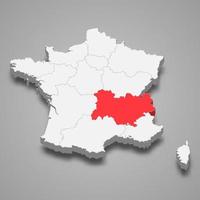 Auvergne-Rhone-Alpes region location within France 3d isometric map vector