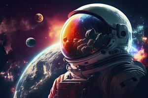 Astronaut In Space With Planets In Background photo