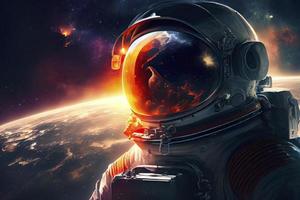 Astronaut In Space With Planets In Background photo