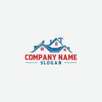 creative handyman house logo with roof and tools vector