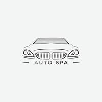 auto spa auto detalle y coche lavar logo con sencillo coche contorno vector