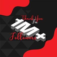 celebrando enviar agradeciendo 1 millón seguidores en social digital plataforma vector