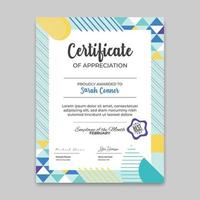 certificado de apreciación vertical modelo con resumen geométrico forma estilo vector