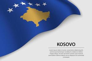 Wave flag of Kosovo on white background. Banner or ribbon vector