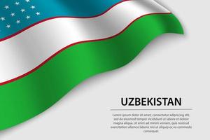 Wave flag of Uzbekistan on white background. Banner or ribbon ve vector