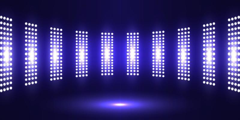 3d realistic scene with spotlight on dark background.