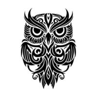 Portrait of an owl in tattoo style. Vector illustration, isolated on a white background.