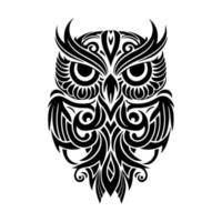 Portrait of an owl in tattoo style. Vector illustration, isolated on a white background.