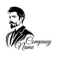 Vintage man with mustache and beard. Vector illustration on white background.