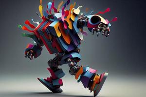 Dancing robot - this colorful robot is dancing to the generative AI music in its own head. 3D photo