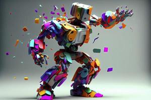 bailando robot - esta vistoso robot es bailando a el generativo ai música en sus propio cabeza. 3d foto