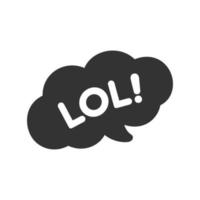 LOL speech bubble online chat message icon. Cute black text lettering vector illustration.