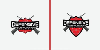 firearm shooting range logo with shield vector