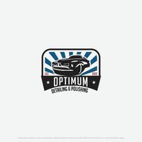 Optimum car detail and wash logo with vintage classic look and american flag colors vector