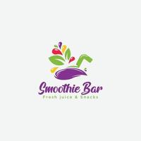 smoothie and juice bar logo with snacks colorful abstract script font vector