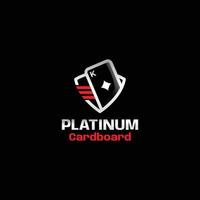 platinum card board vector logo with the king card and shield