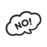 No speech bubble icon. Cute black text lettering vector illustration.