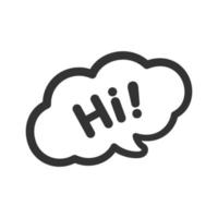 Cute Hi greeting speech bubble icon. Simple flat vector illustration.