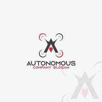 autonomous letter A drone company logo vector