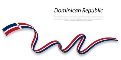 Waving ribbon or banner with flag of Dominican Republic. vector