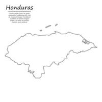 Simple outline map of Honduras, silhouette in sketch line style vector