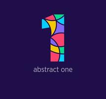 Modern abstract numeral one logo icon. Unique design color transitions. Colorful 1 number template. vector